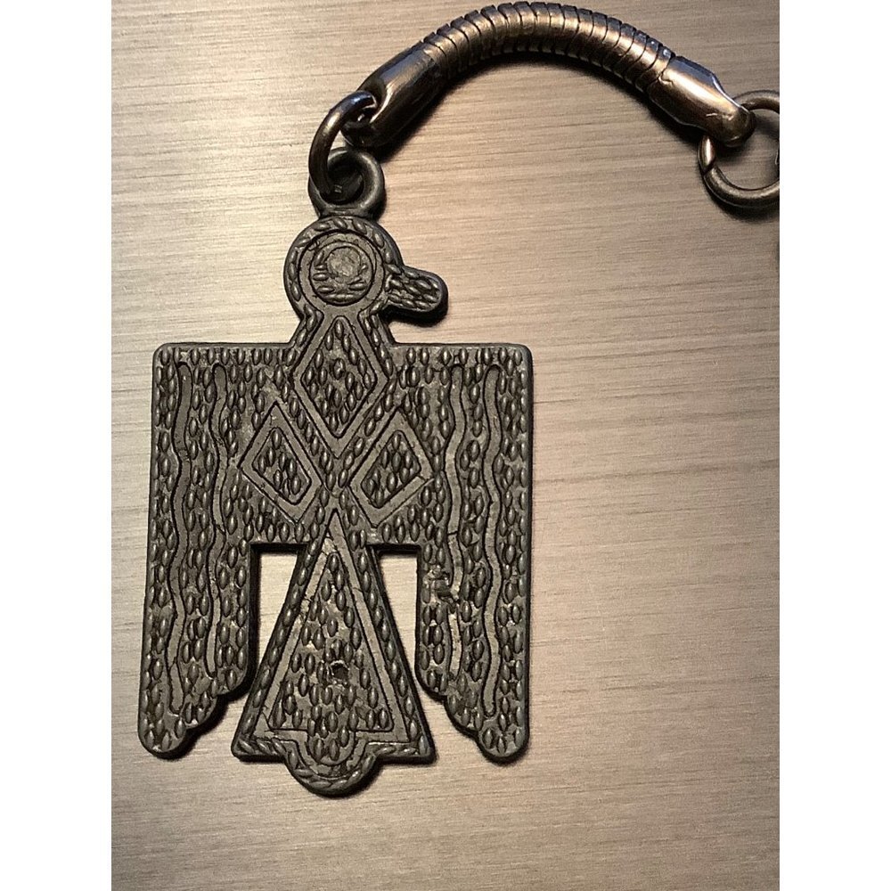 Vintage 1960s Thunderbird Pewter Key Chain